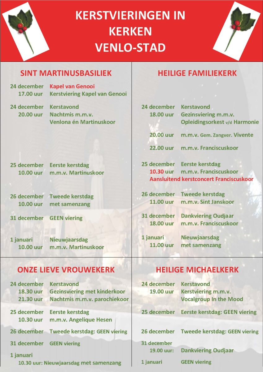 KERSTVIERINGEN IN KERKEN VENLO-STAD 2022